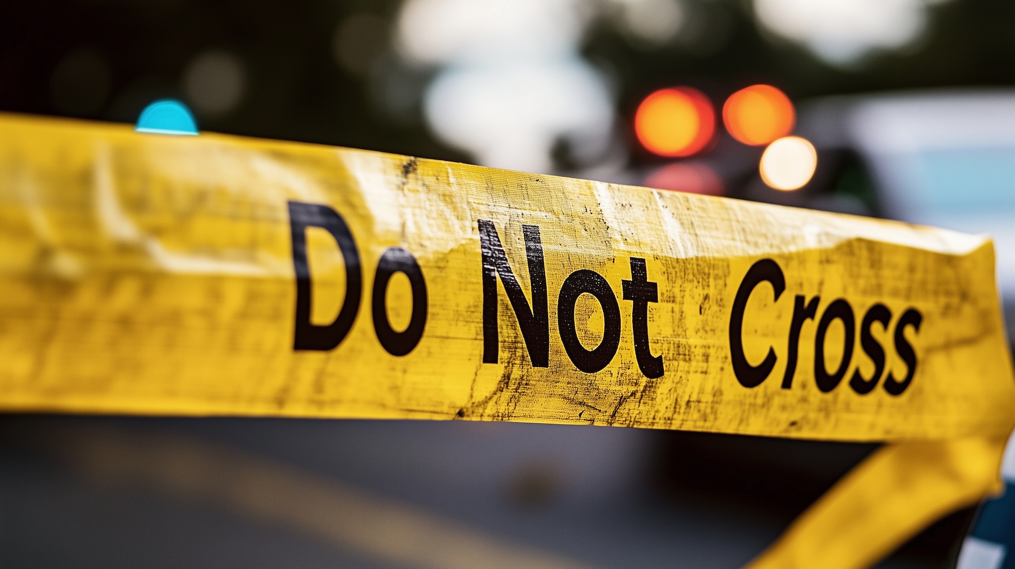 A crime scene place with do not cross yellow tape